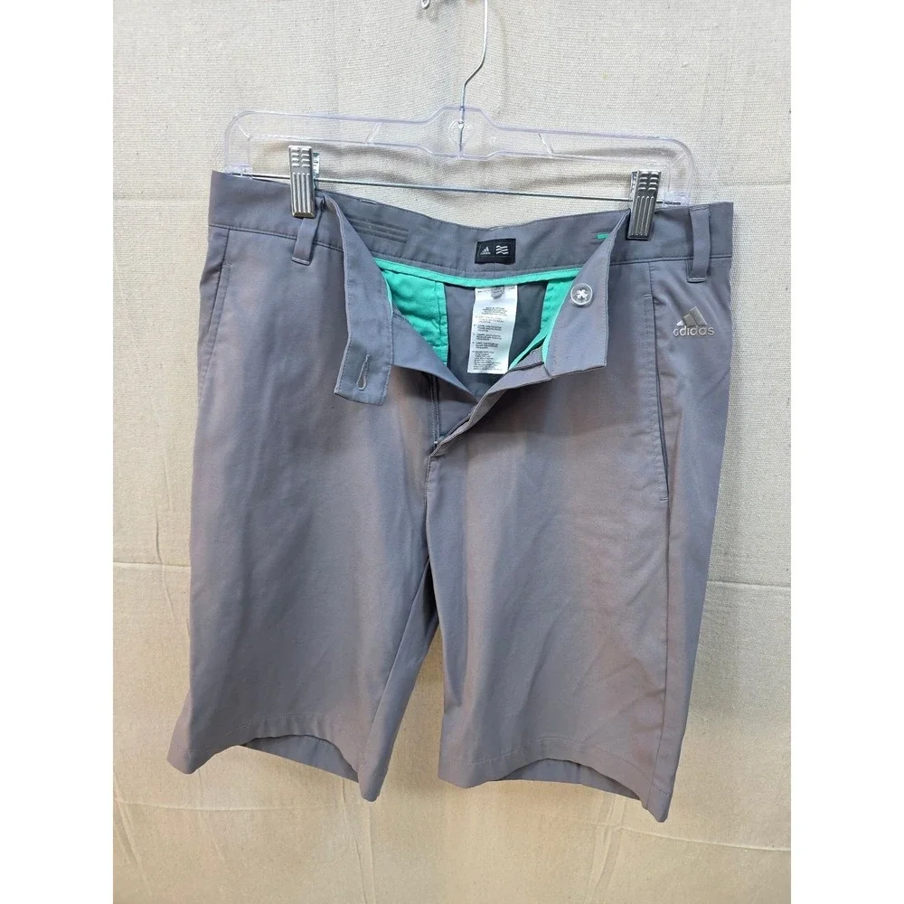 Adidas Golf Shorts Mens 30 Gray Performance 3 Stripe Flat Front Athletic Casual